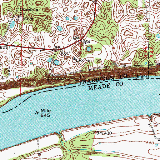 Topographic Map of Boones Landing (historical), IN
