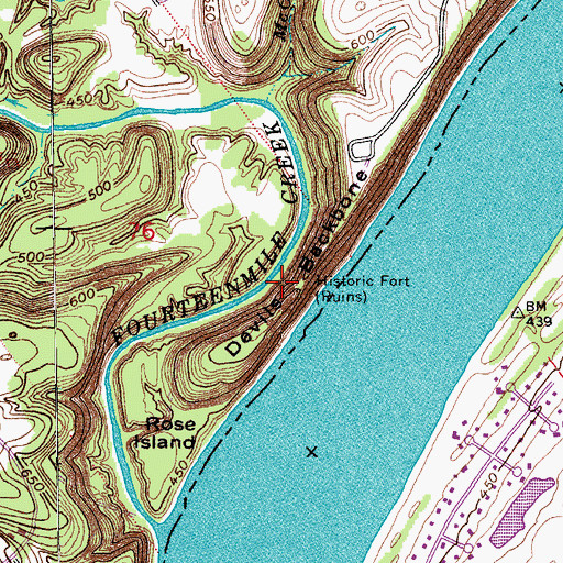 Topographic Map of Mound Builders Fort (historical), IN