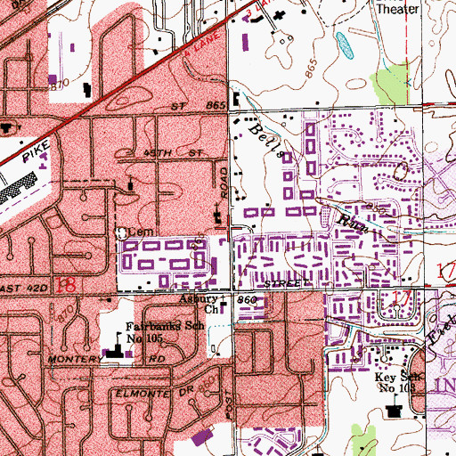 Topographic Map of Lawrence Church of God, IN