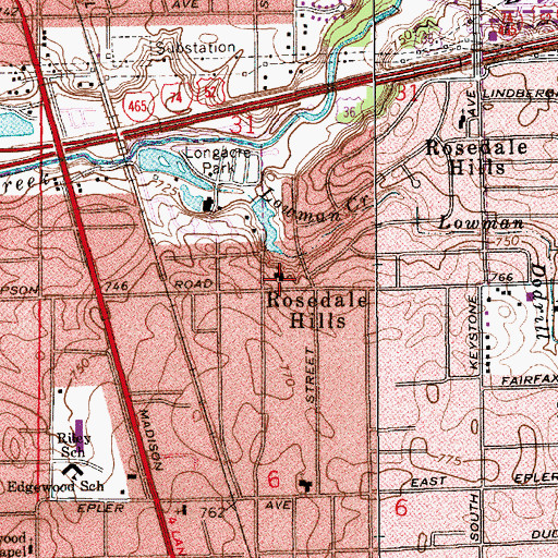 Topographic Map of Thompson Road Independent Baptist Church, IN