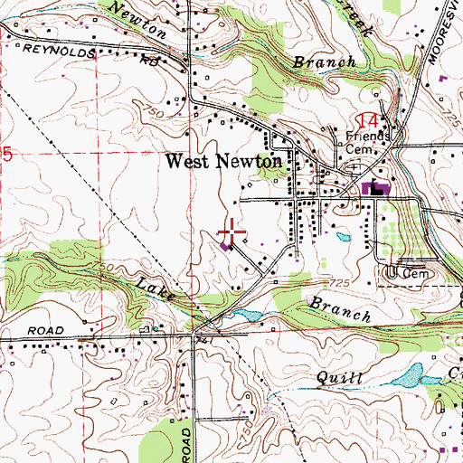 Topographic Map of West Newton Full Gospel Apostolic Church, IN