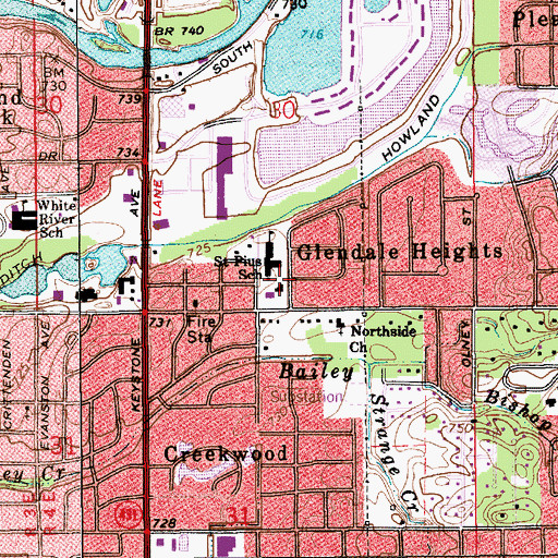 Topographic Map of Saint Pius Roman Catholic Church, IN