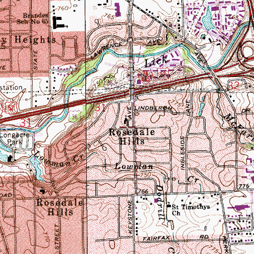 Topographic Map of Rosedale Hills United Methodist Church, IN