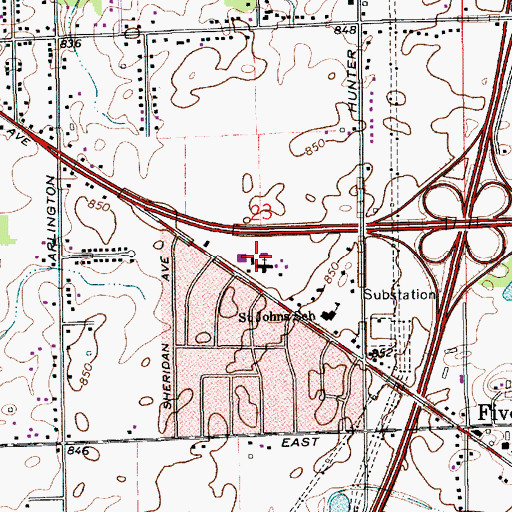 Topographic Map of Saint John Evangelical Lutheran Church, IN