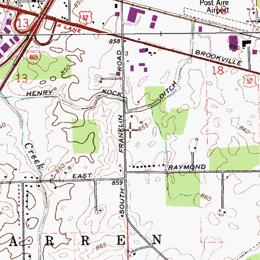 Topographic Map of Indianapolis First Church of God, IN