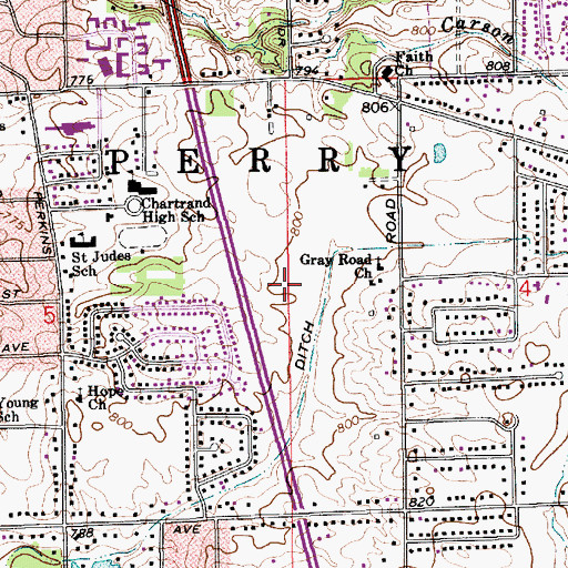 Topographic Map of Bethany Independent Christian Church, IN