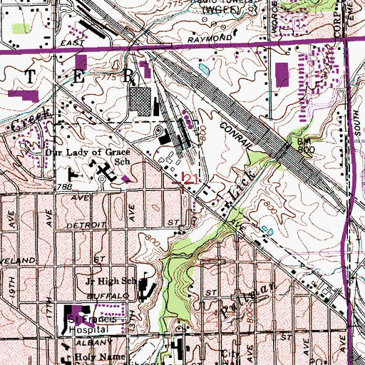 Topographic Map of First Christian Church, IN