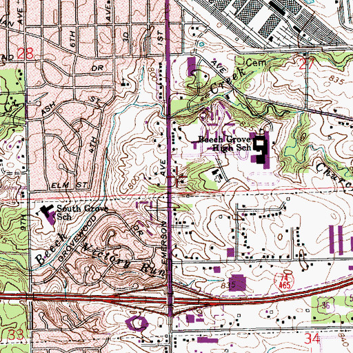 Topographic Map of South Emerson Avenue Church of God, IN