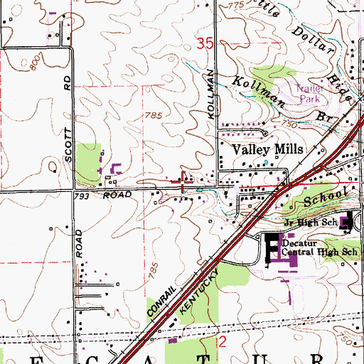 Topographic Map of West Newton Society of Friends, IN