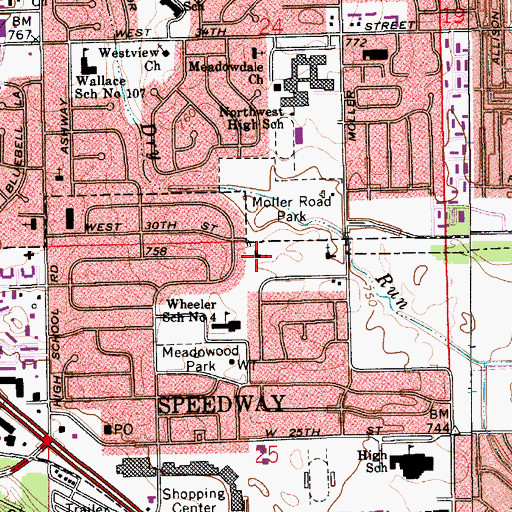 Topographic Map of Saint Johns Episcopal Church, IN