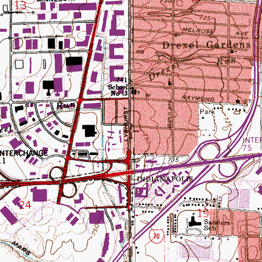 Topographic Map of Seerley Creek Christian Church, IN