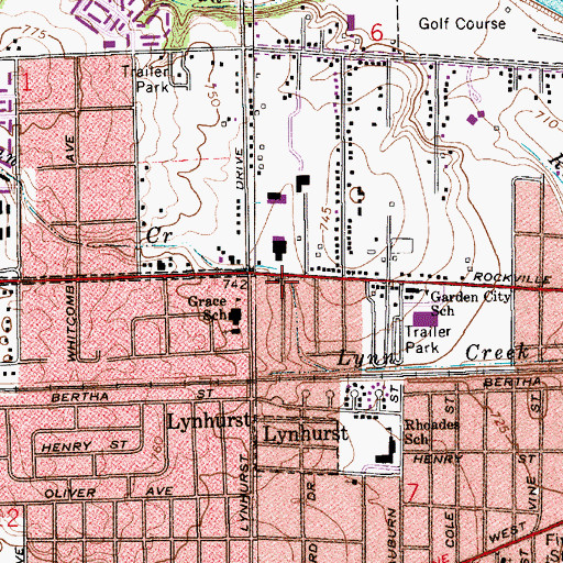 Topographic Map of Garden City Christian Church, IN