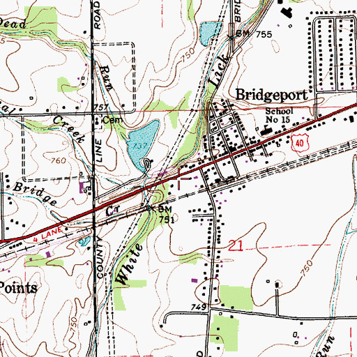 Topographic Map of Central Bridgeport Baptist Church, IN