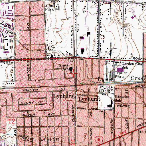 Topographic Map of Grace Lutheran Church, IN