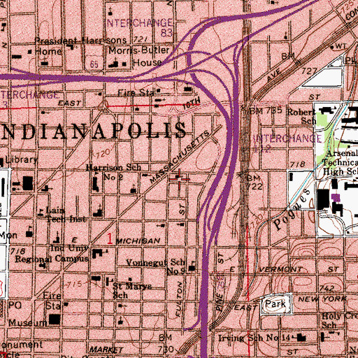 Topographic Map of Saint Clair Street Wesleyan Church, IN