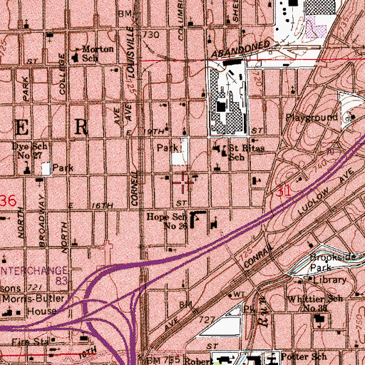 Topographic Map of Old Land Mark House of Prayer, IN