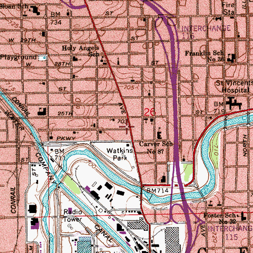 Topographic Map of Saint Anthonys Spiritual Temple, IN
