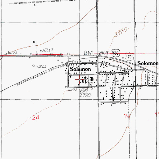 Topographic Map of Solomon Elementary School, AZ