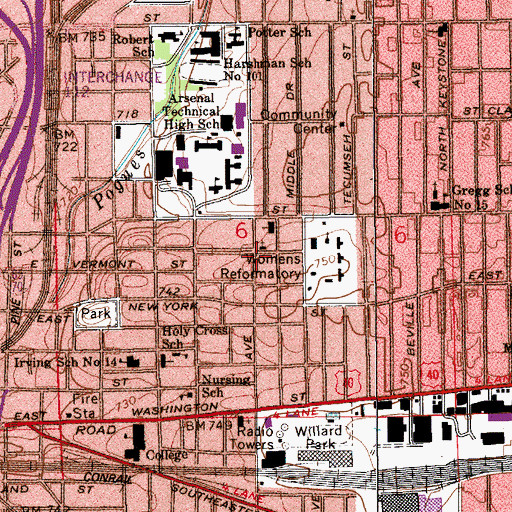 Topographic Map of Westminster Presbyterian Church, IN