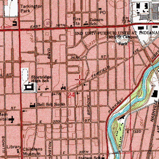 Topographic Map of Tabernacle Presbyterian Church, IN