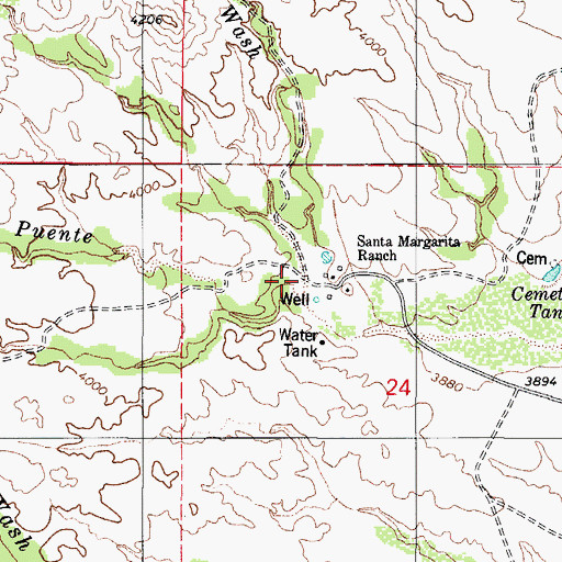 Topographic Map of Escondido Wash, AZ