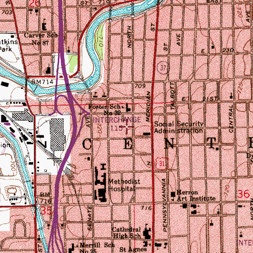 Topographic Map of House of Prayer Apostolic Church, IN