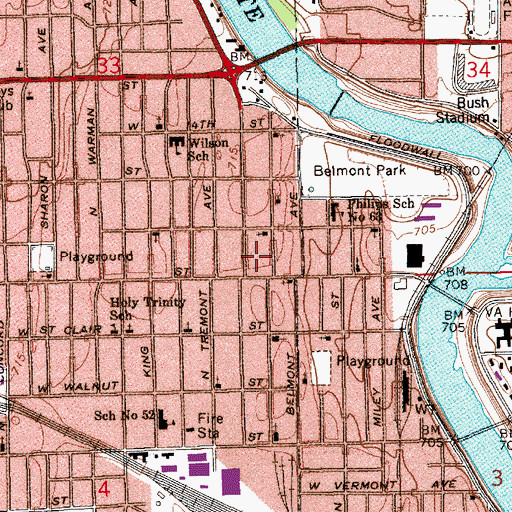 Topographic Map of Free Church of God, IN