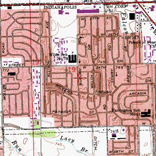 Topographic Map of Grace Bible Church, IN