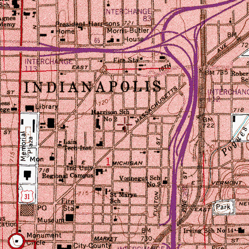 Topographic Map of Allen Chapel Church of Christ Jesus, IN