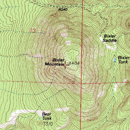 Topographic Map of Bixler Mountain, AZ
