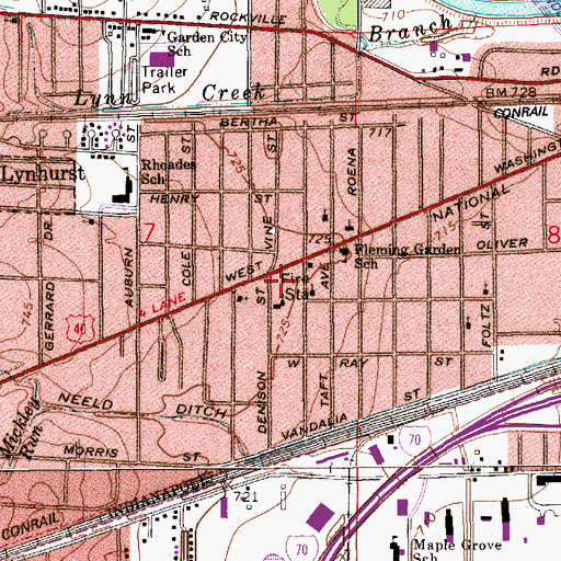 Topographic Map of Westbrook Nazarene Church, IN