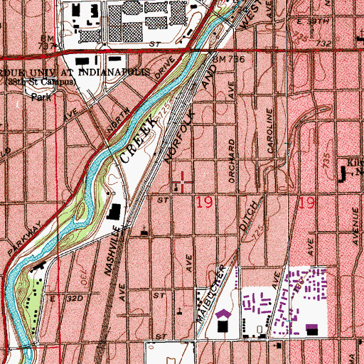 Topographic Map of Second Moravian Church, IN