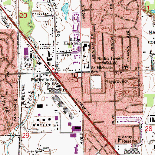 Topographic Map of Wesley United Methodist Church, IN