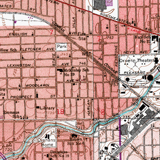 Topographic Map of Victory Memorial United Methodist Church, IN
