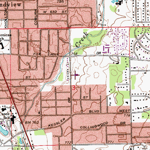 Topographic Map of University United Methodist Church, IN