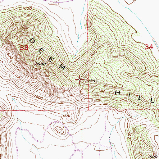 Topographic Map of Deem Hills, AZ