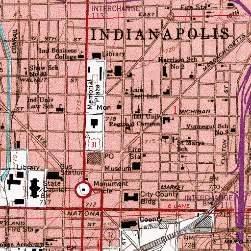 Topographic Map of Roberts Park United Methodist Church, IN