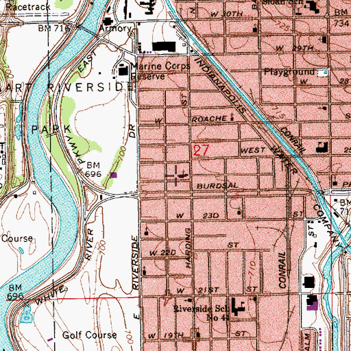 Topographic Map of Riverside United Methodist Church, IN