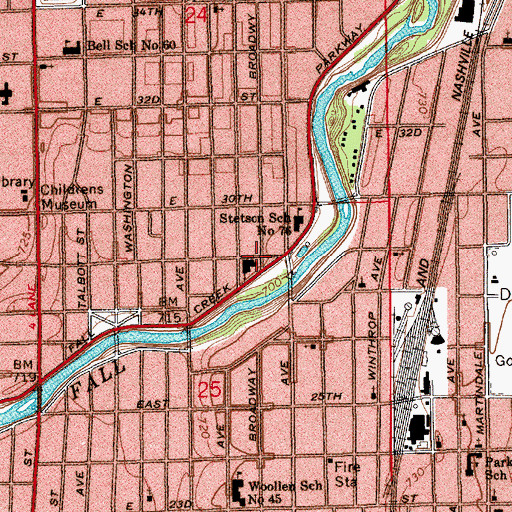 Topographic Map of Broadway United Methodist Church, IN