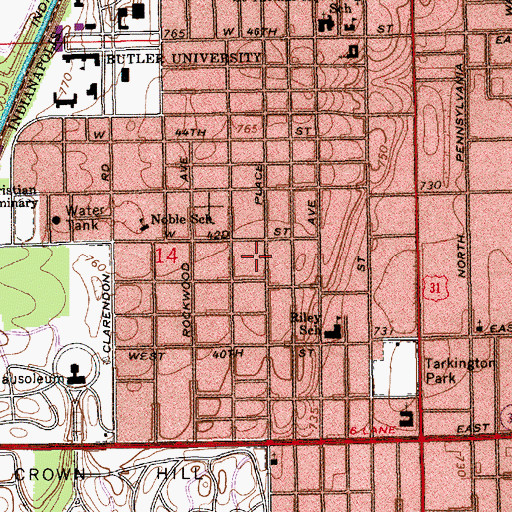 Topographic Map of Saint Paul Christian Methodist Episcopal Church, IN