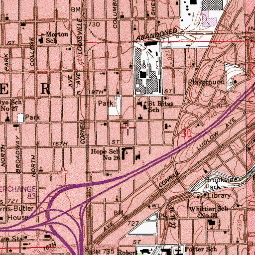 Topographic Map of Saint John African Methodist Episcopal Church, IN
