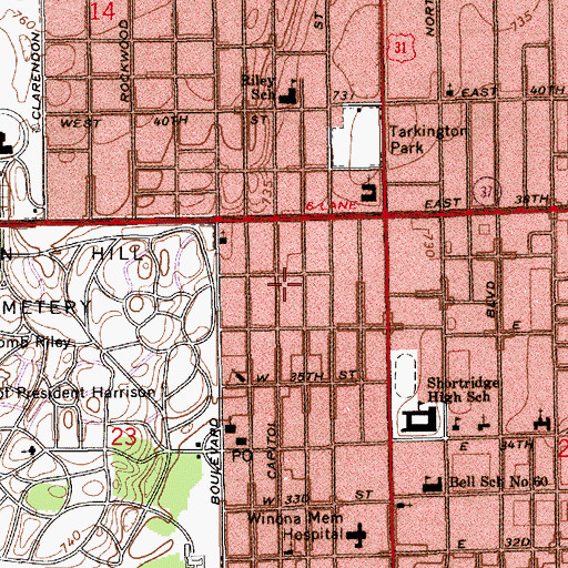 Topographic Map of Coppin African Methodist Episcopal Chapel, IN