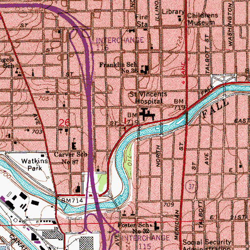 Topographic Map of Our Savior Lutheran Church, IN