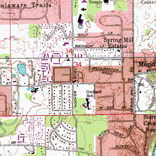 Topographic Map of Etz Chaim Sephardic Congregation, IN
