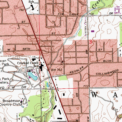 Topographic Map of Kingdom Hall, IN