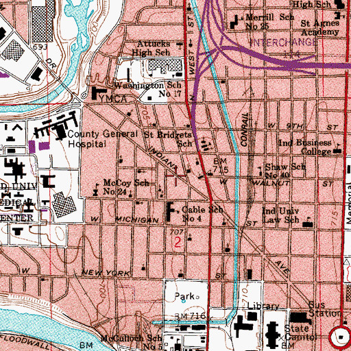 Topographic Map of Saint Philips Episcopal Church, IN