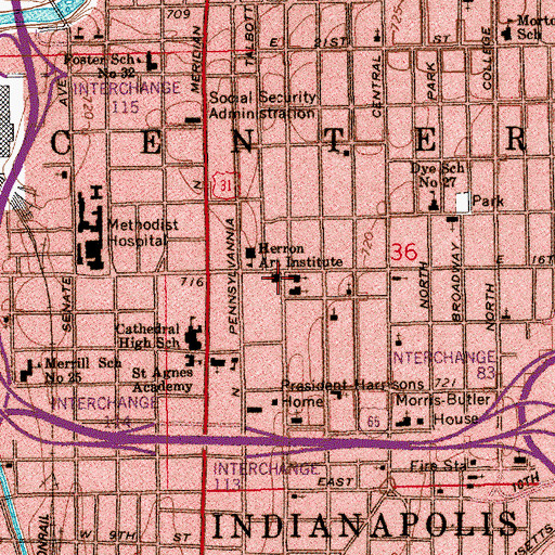 Topographic Map of First Christian Missionary Baptist Church, IN