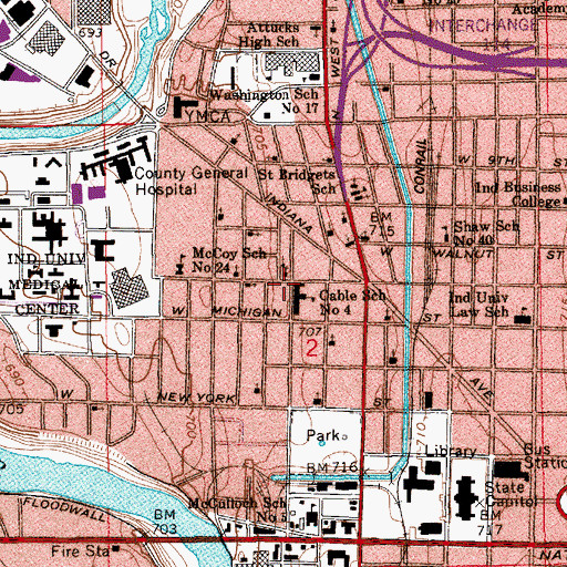 Topographic Map of Lee Church of God in Christ Temple, IN