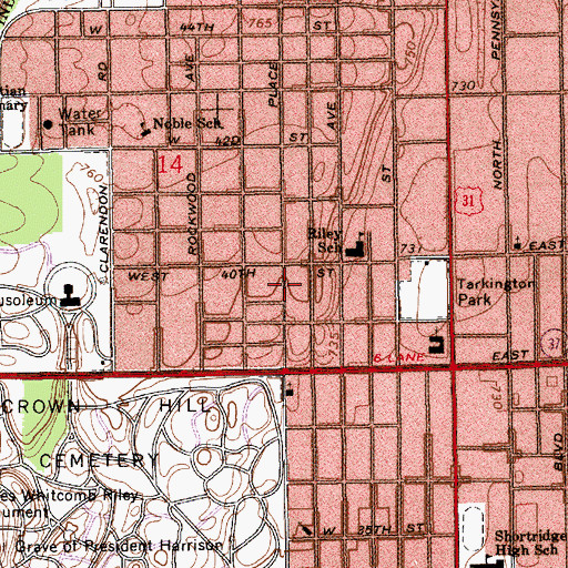 Topographic Map of Mapleton First Baptist Church, IN