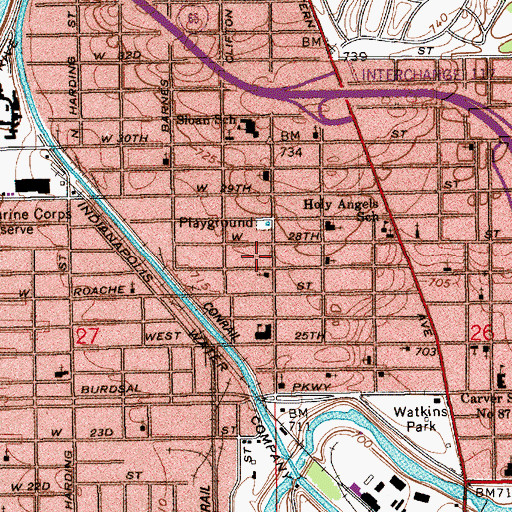 Topographic Map of Church of the Living God, IN